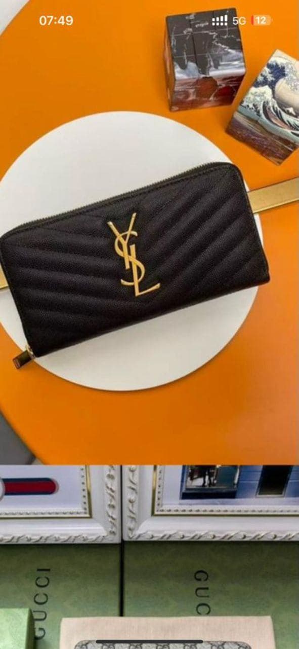 YSL (Yves Saint Laurent) Quilted Zip-Around Wallet